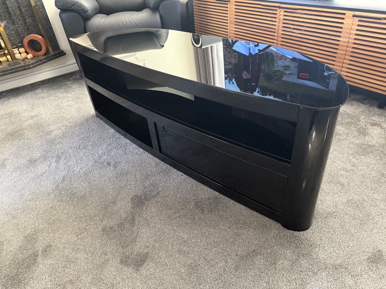 image for Modern Black Glass TV Stand / Entertainment Unit – Sleek & Stylish Design