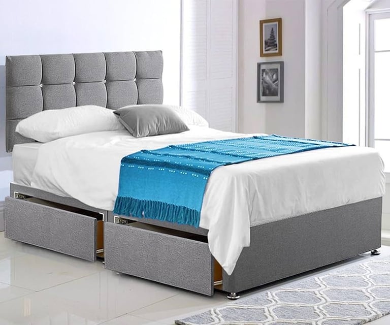 image for Brand New DIVAN 4FT6 Double Bed Base With Storage + Mattress >> Amazing Price 20% Off >>>>