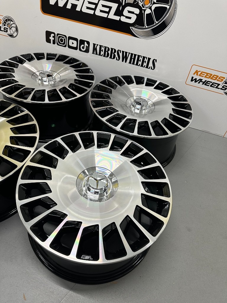 20" MERCEDES MAYBACH REPLACEMENT ALLOY WHEELS BLACK MACHINED C CLASS E CLASS S CLASS
