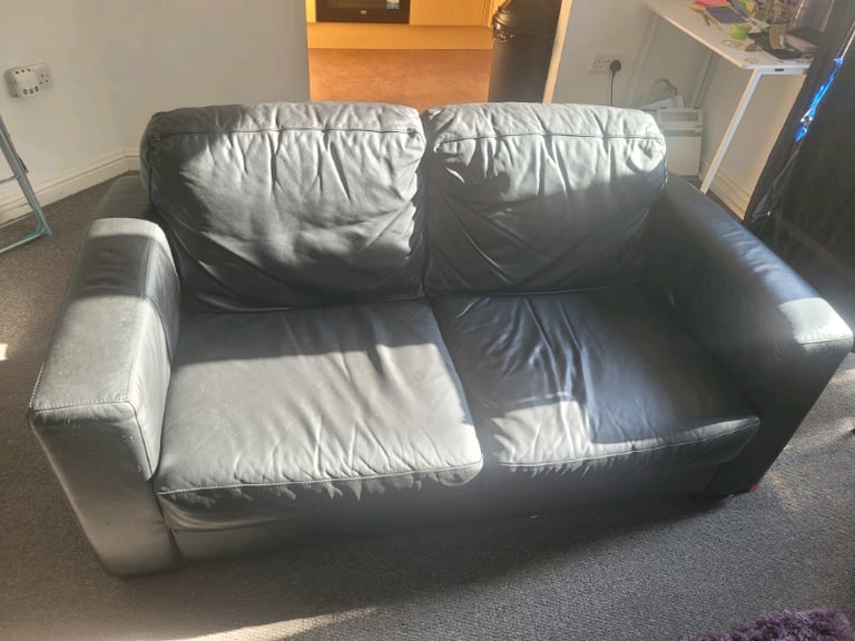 Black 2 seater leather sofa 