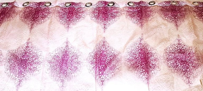 2 Glitter purple Eyelet curtains AND 2 glitter purple Eyelet Voile Curtains