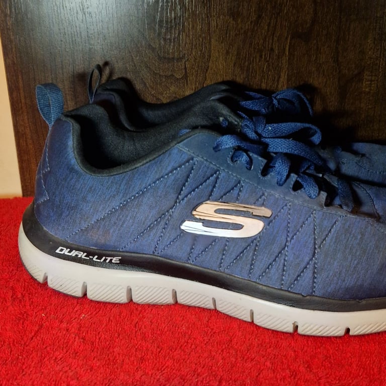 Skechers Dual-Lite Trainers – Navy Blue – Air-Cooled Memory Foam – UK 8 – Lightweight