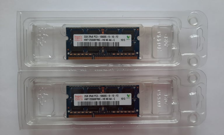 image for 2x RAM Memory 4GB HYNIX Laptop HMT125S6BFR8C-H9 2GB SODIMM DDR3 PC3-10600S