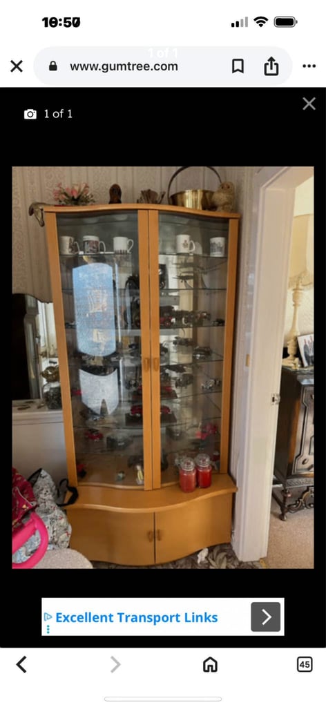 image for Reduced Display Cabinet with Cupboard