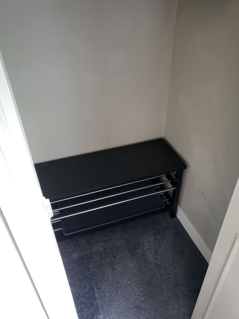 Ikea TJUSIG Bench with shoe storage, black,