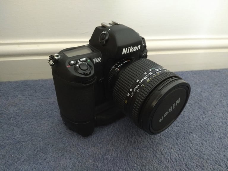 Nikon F100 35mm Film SLR Camera, MB-15 Battery Grip, 24-120mm Lens & Bag