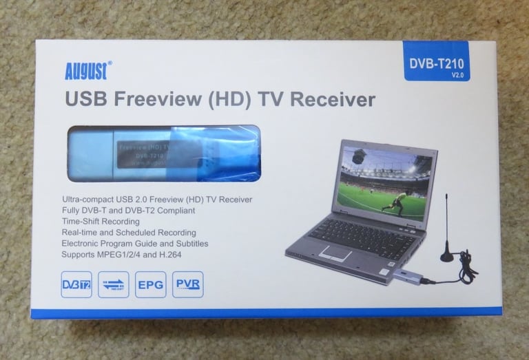 USB Freeview TV Receiver & Recorder - August DVB-T210 for Windows