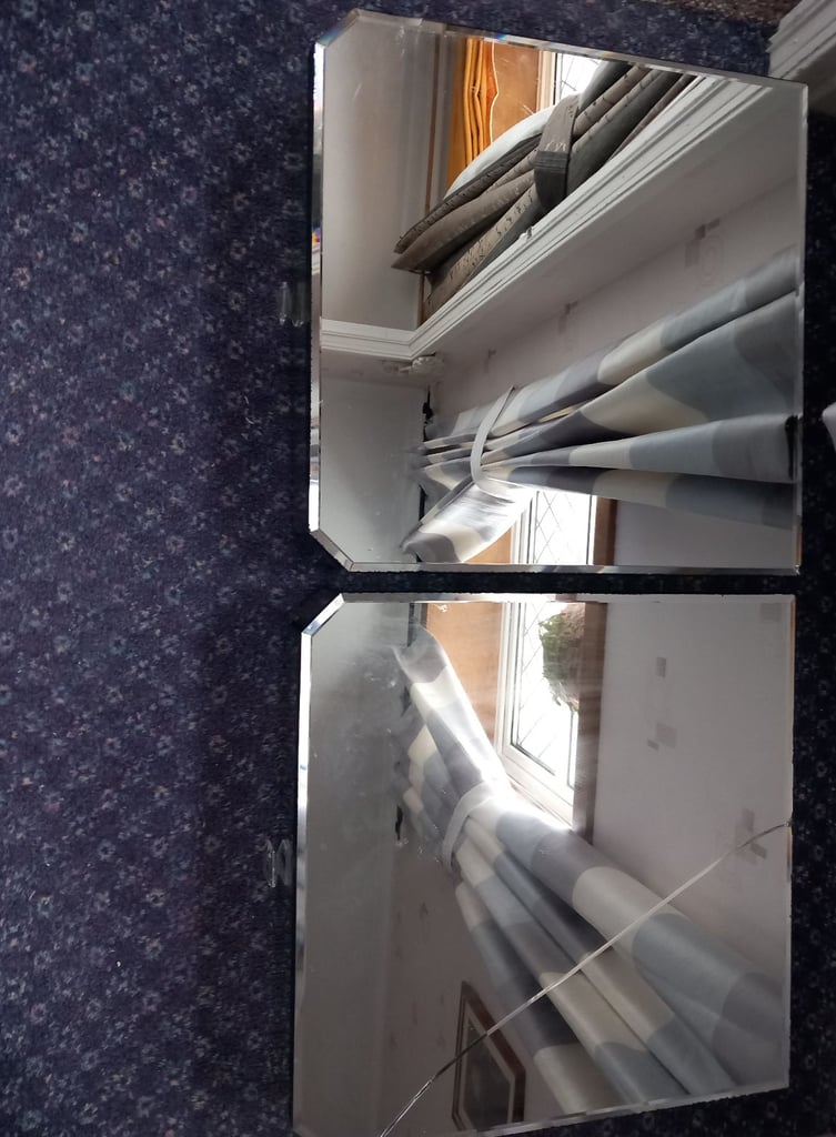 2 x mirrored bedside table tops