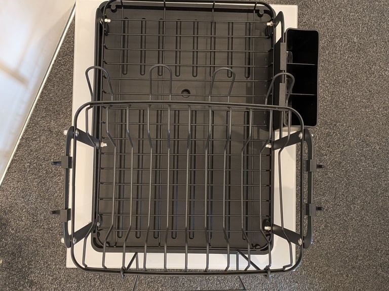 2 tier dis drainer, large kitchen dish rack with utensil + cup holder 