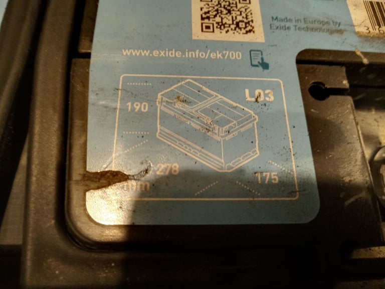 Exide 12v car/van battery EK700 AGM 70Ah 760CCA