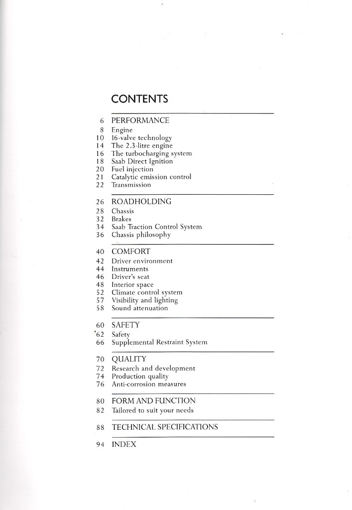 SAAB 9000 MARKETING BROCHURE FORM & FUNCTION PUB. 1991 