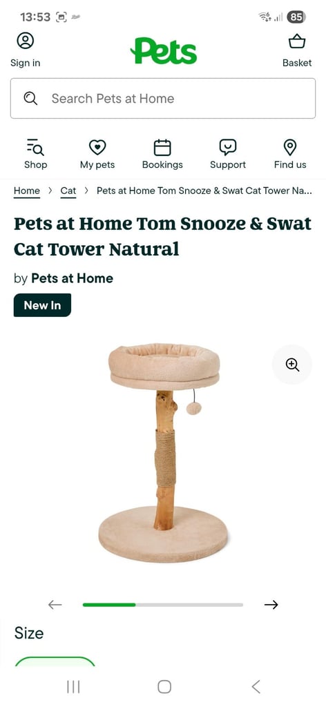 Pets at home tom snooze & swat cat tower natural