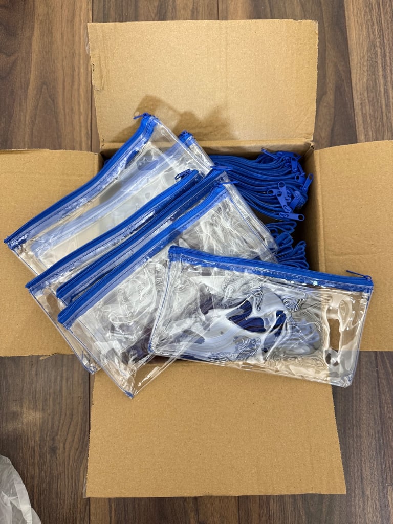 Wholesale Joblot box of 200 blue pencil cases 