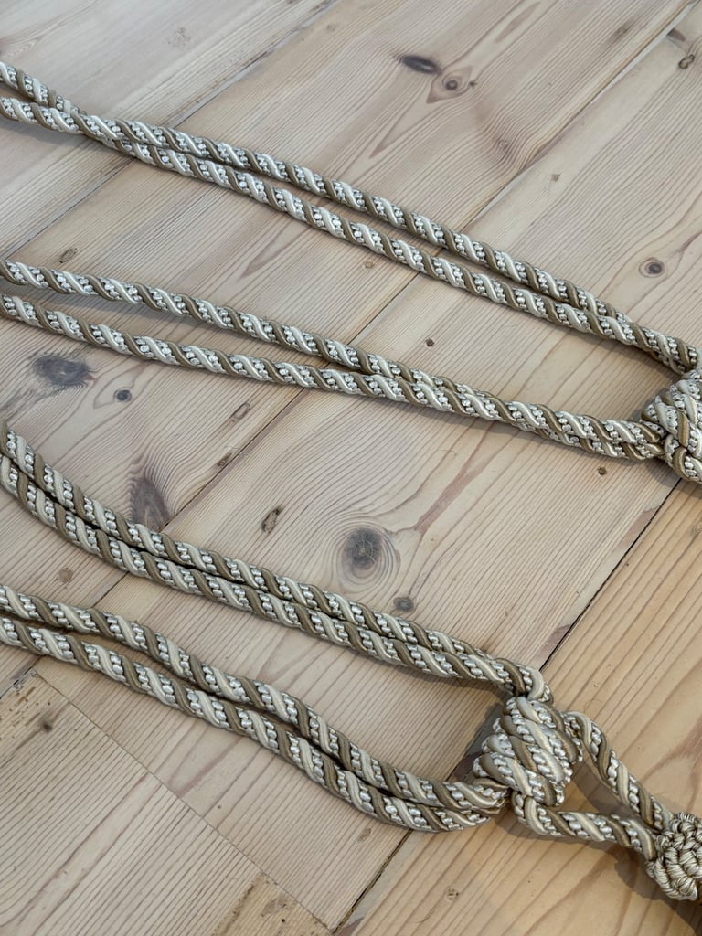Vintage Double Rope Country House Tassel Curtain Tie Backs Gold Taupe Beige