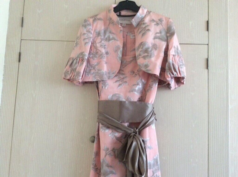 Mother of The Bride/Groom GLORIA ESTELLE’S Peach & Oyster Dress with Jacket Size 12
