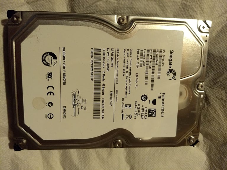 image for Seagate Barracuda 1TB sata hard drive. 3.5 inch for PC