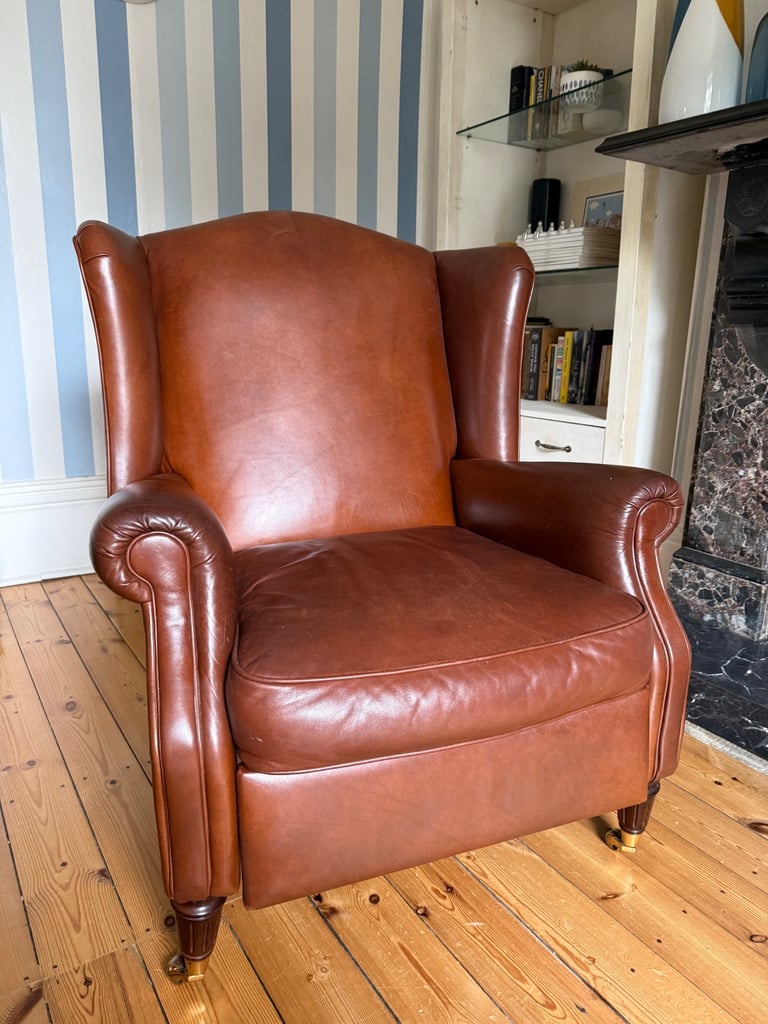 Laura Ashley Southwold leather reclining armchair in Mahogany