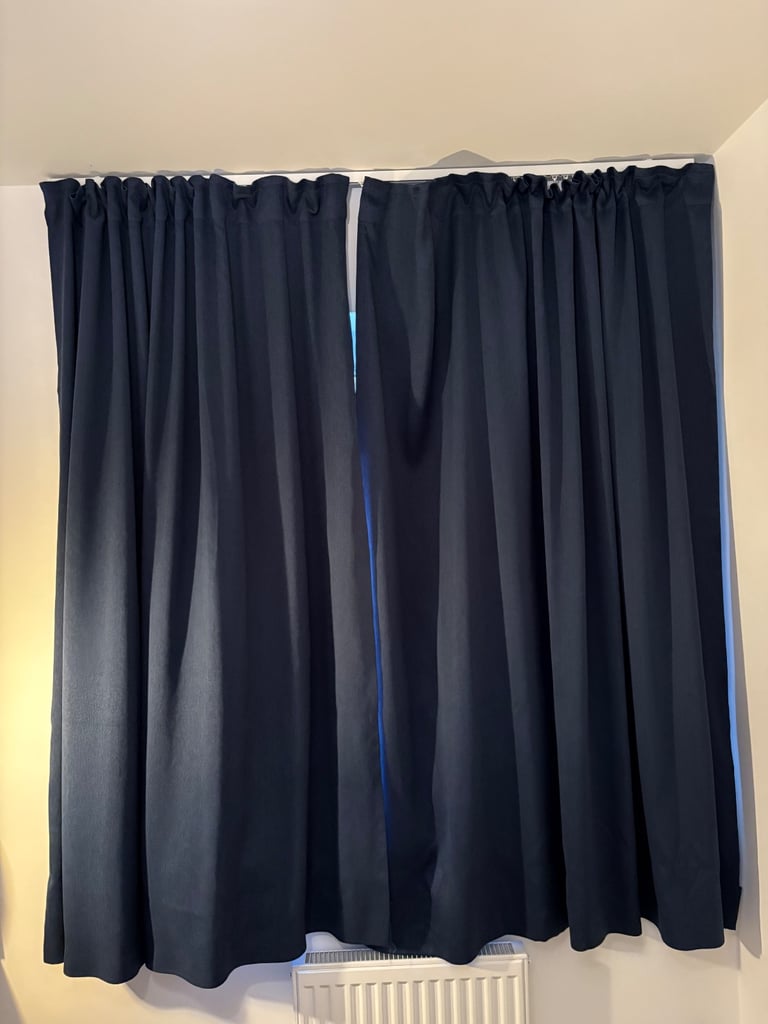 image for 1 Pair Ikea Blahuva dark blue blackout curtains