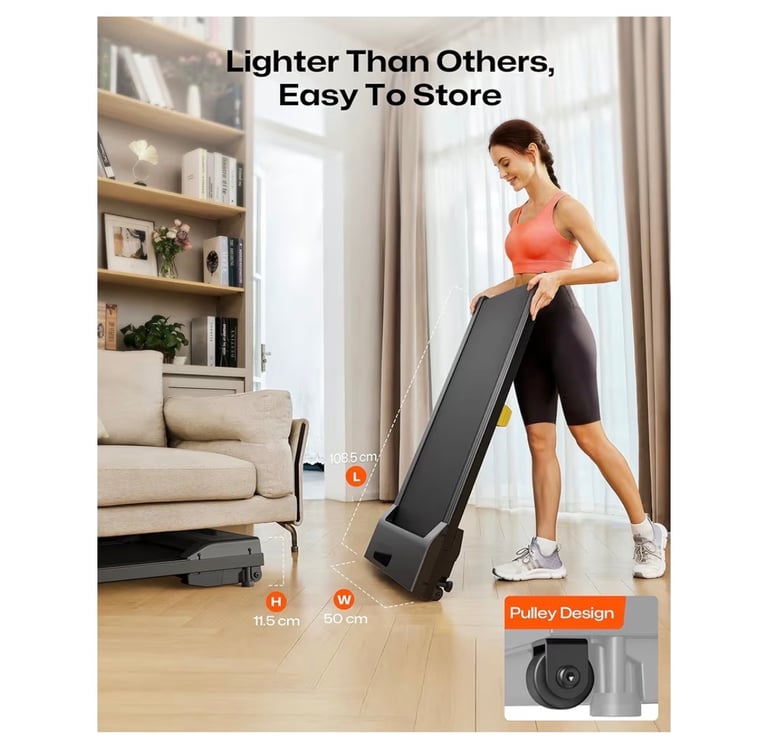 Walking Pad with Incline, Under Desk Treadmills for Home, Lightweight Walking Machine, wheeled