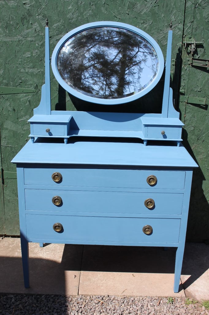 image for Antique Victorian Dressing Table with mirror shabby chic blue Bedroom Furniture