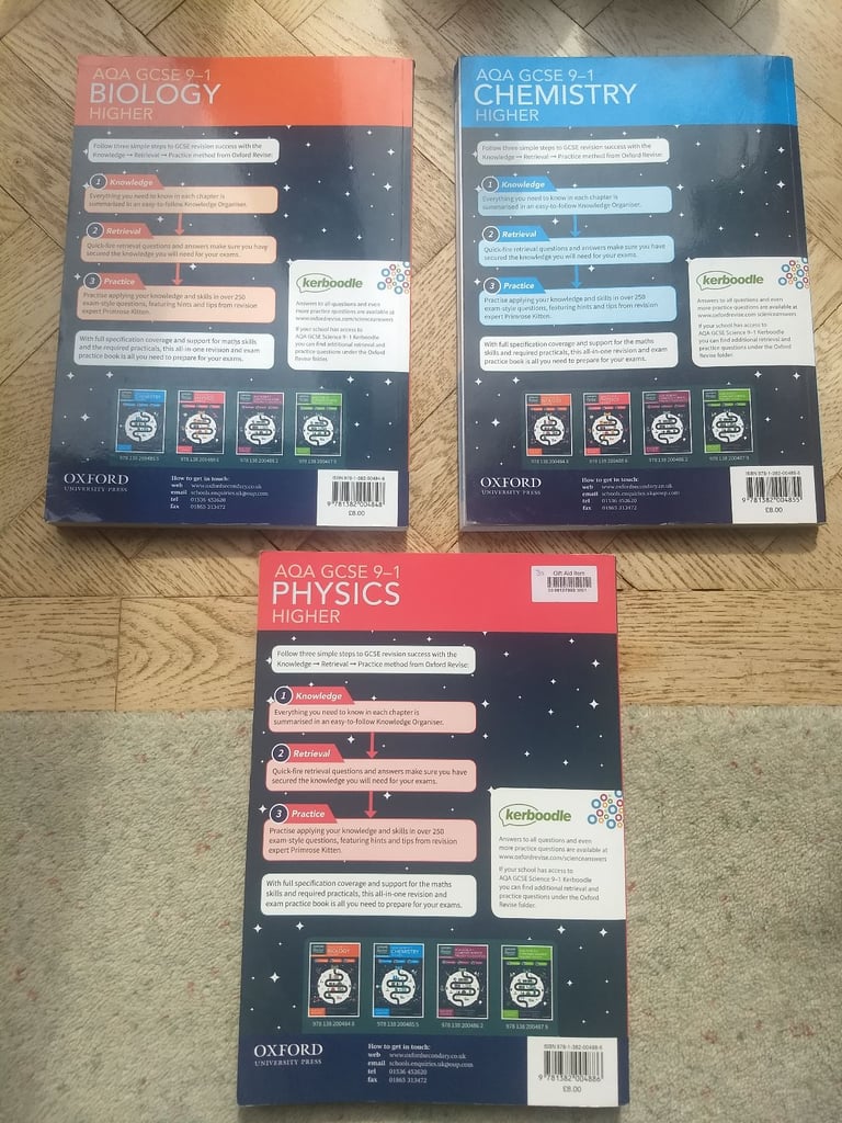 AQA GCSE Oxford Revise Biology, Chemistry Physics Revision bundle - Good Condition