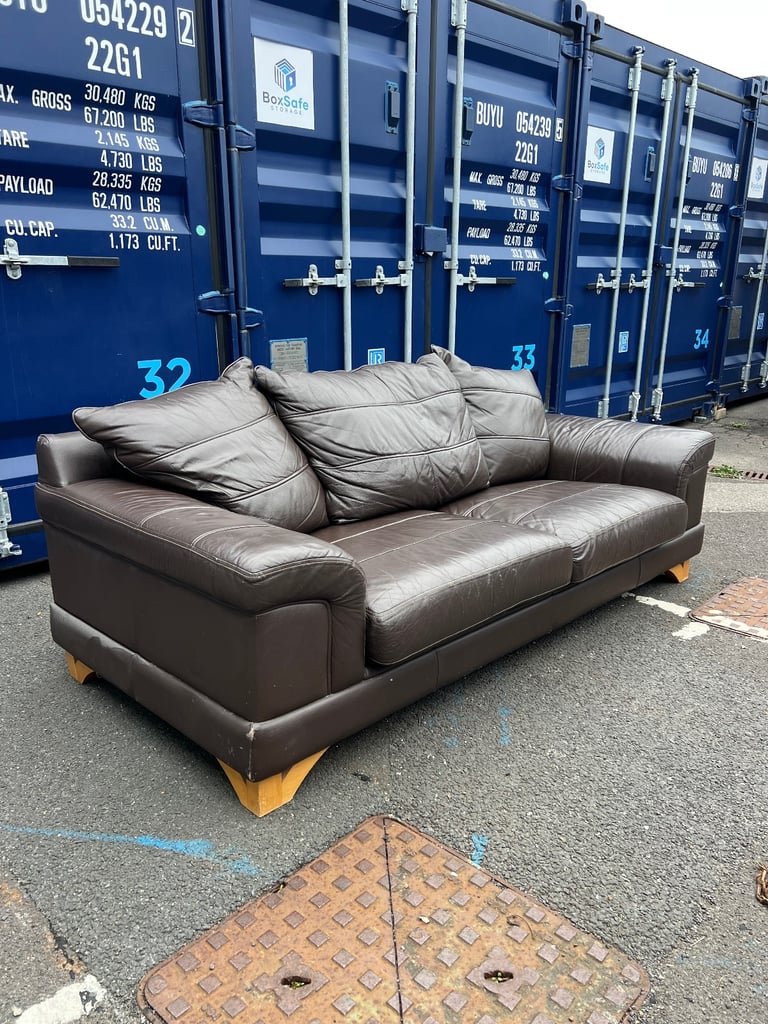 Large brown leather sofa