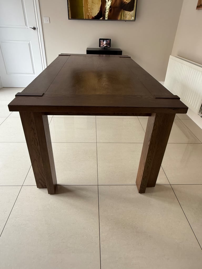 image for Walnut table and 6 upholstered chairs