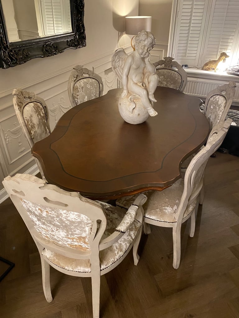 image for Shabby chic Italian dining table and 6 chairs