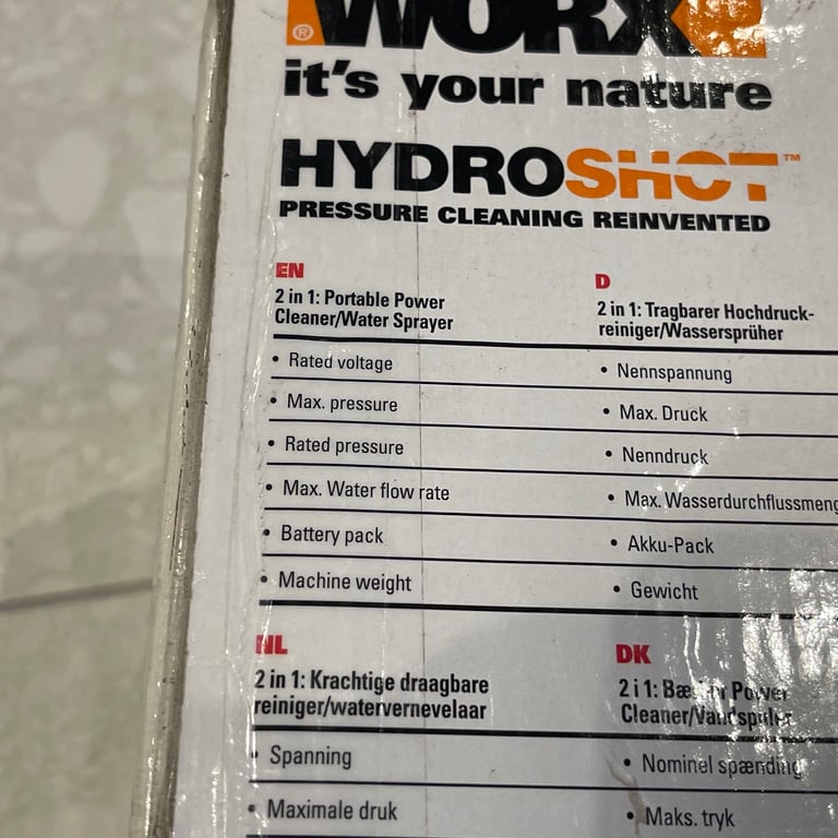 WORX WG630E.1 18V 20V Max Cordless Hydroshot Pressure Washer Boxed