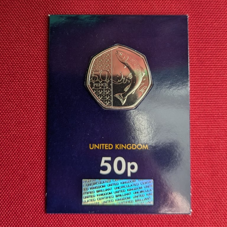 50p UK 2023 Atlantic SALMON King Charles III uncirculated ChangeChecker coin