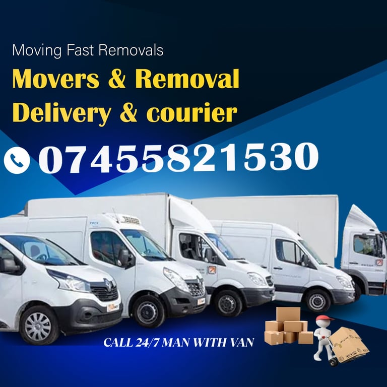 24/7 HOUSE FLAT MOVERS MAN WITH VAN TRUCK HIRE LAST MINUTE FURNITURE DELIVERY JUNK REMOVAL SERVICE