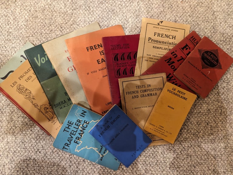 French books including dictionaries and grammars