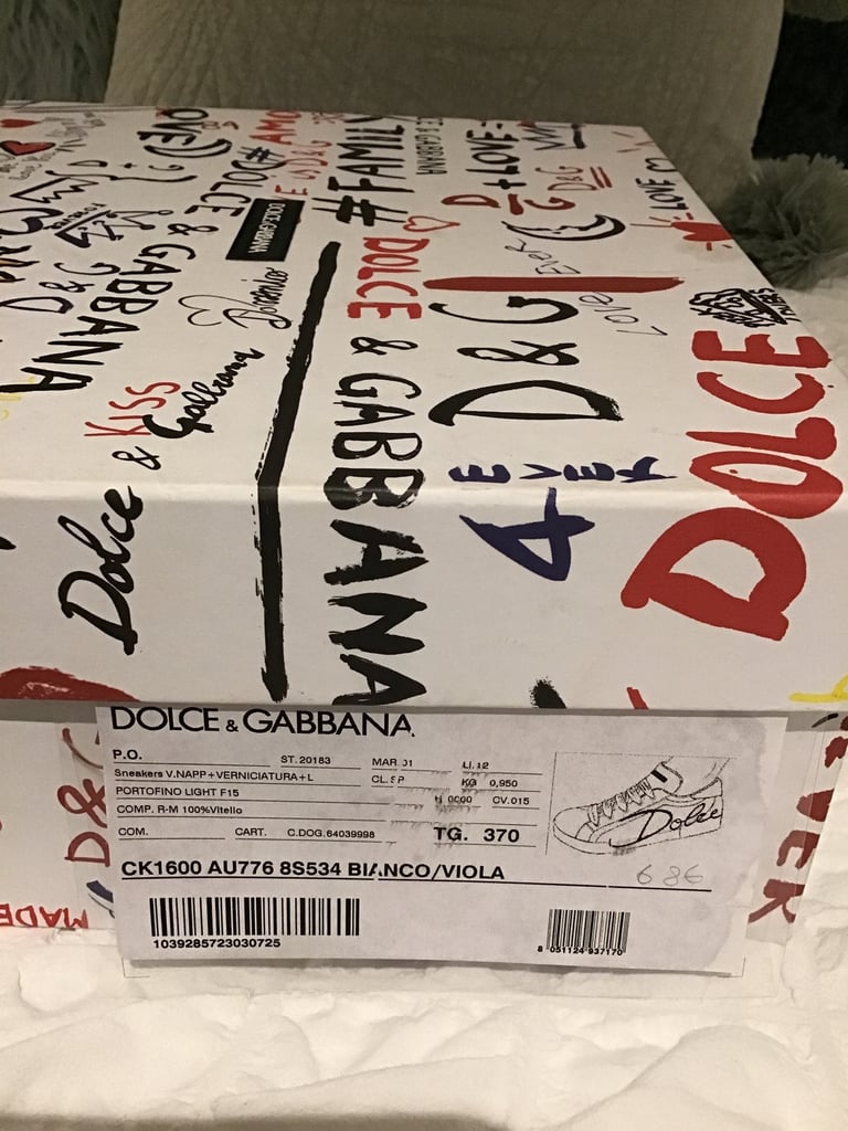 Dolce & Cabanna Woman's White & Purple Training Shoes - Size 4