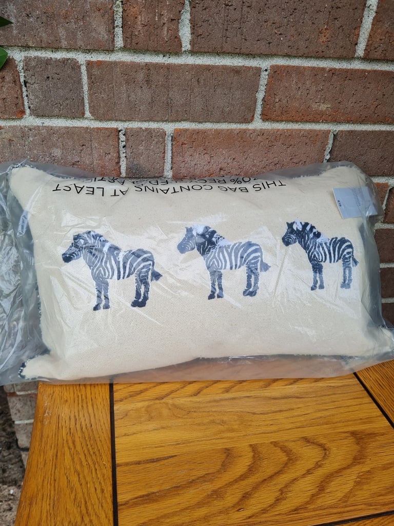 New NEXT Zebra Embroidered Cushion