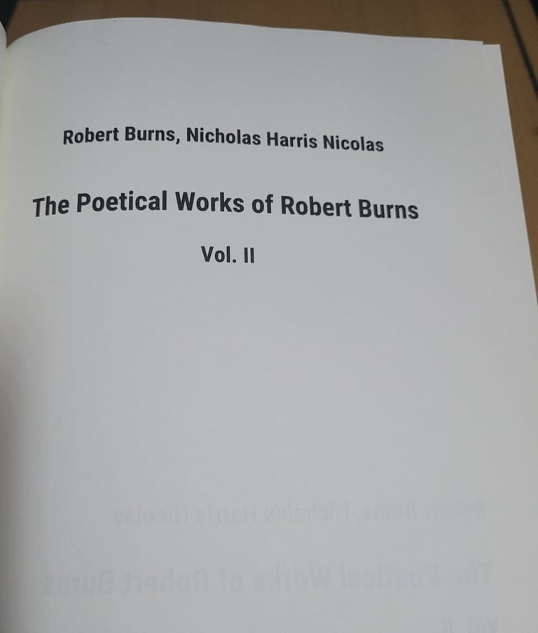 The Poetical Works of Robert Burns: Vol. II by Nicholas Harris Nicolas Hardcover Like New b5