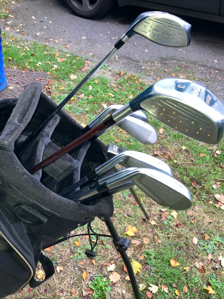 Men’s Golf Clubs Mizuno Driver 3 Wood 4-9 Irons Sw Pw Putter Nike Stand Bag 