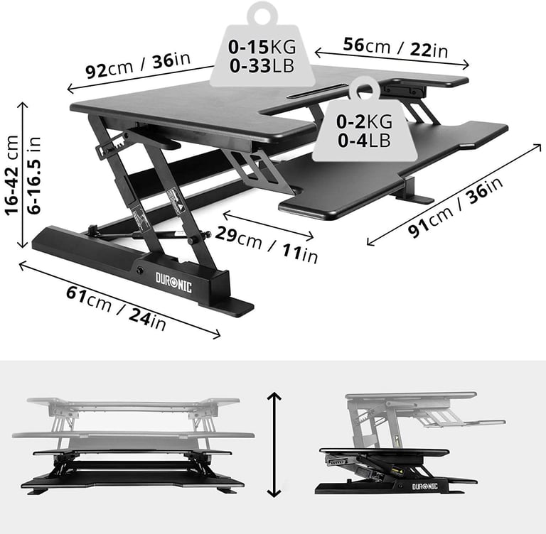 Duronic Sit Stand Desk Table DM05D1 Office Workstation PC Computer Screen Keyboard Laptop Riser