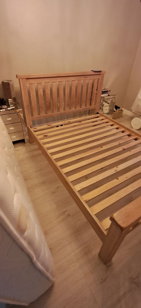 Solid oak king size bed frame