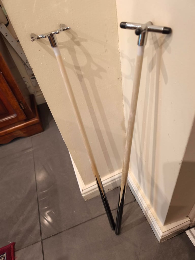 image for 2 x Cue Rests with X and Spider chrome bridgeheads for American British English Pool Snooker 