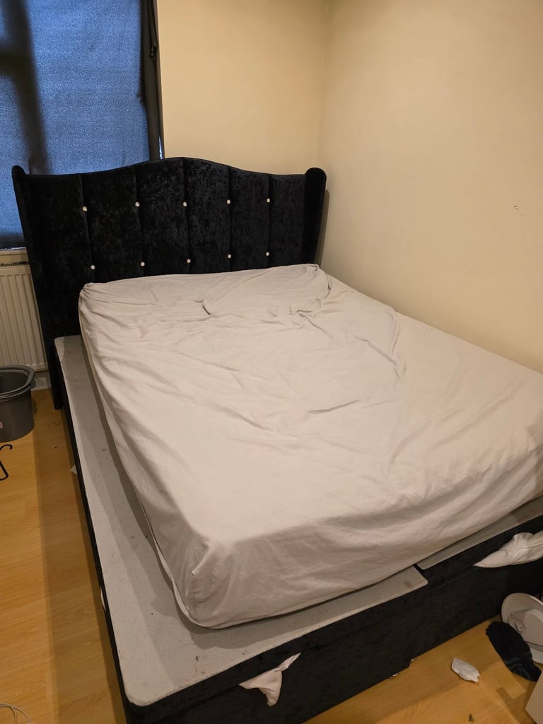 image for Black ottoman King size Bed frame and double mattress included
