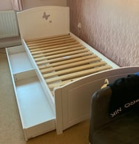 image for Single bed frame with storage white