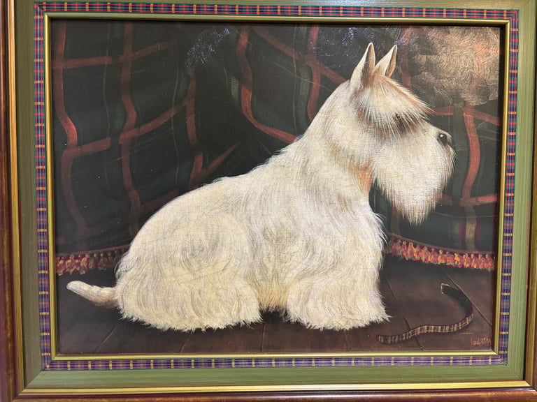 Framed Seated & Standing Scotty Dog Portraits by Paul Stagg.  Both Presented in Great Condition