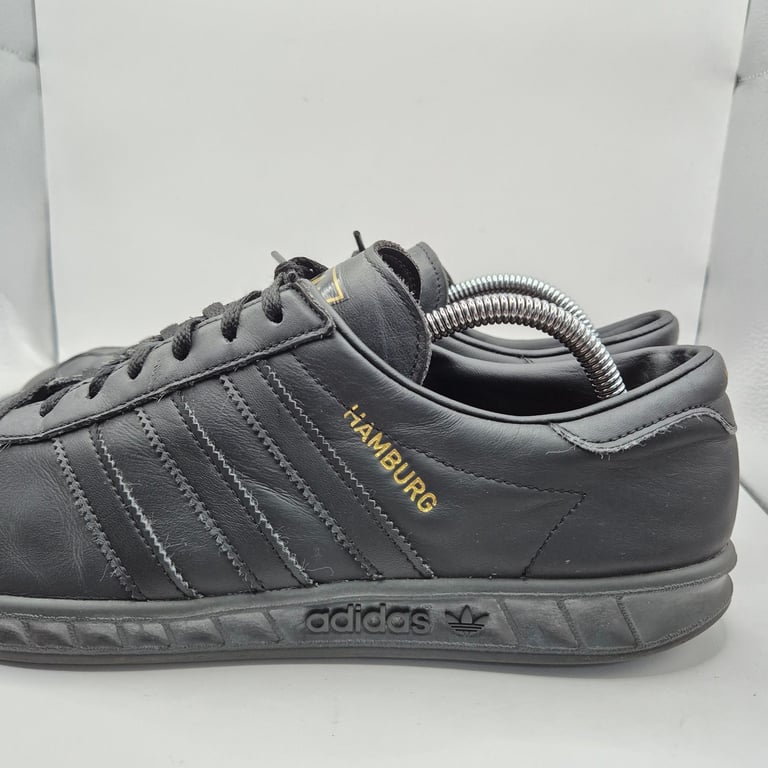 Adidas Hamburg Originals Black Leather Men's UK 9 Striped Casual Terraces