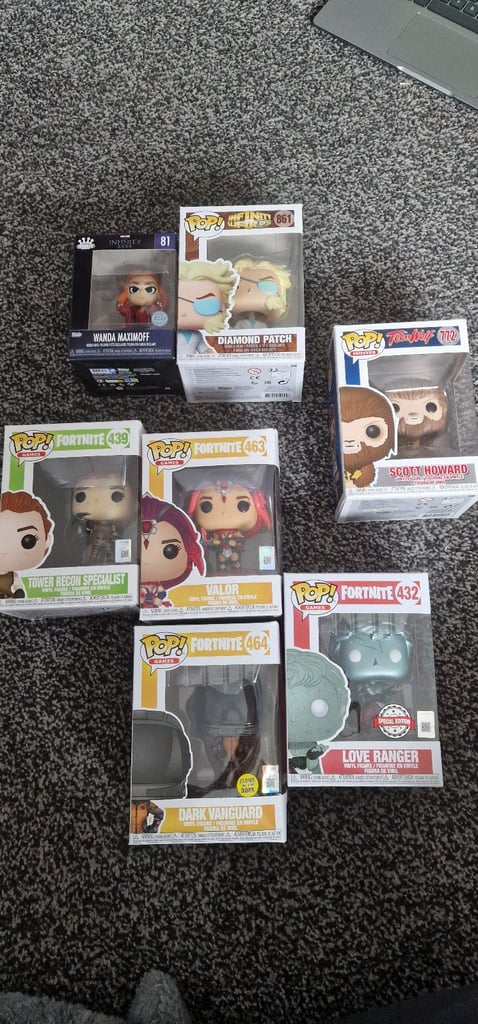 image for Vinyl funko pops. Fortnite/marvel/teen wolf. Special editions