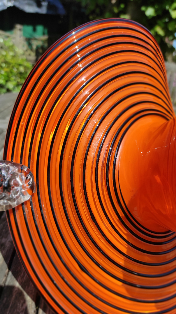 Orange Tango Glass Basket in the manner of Michael Powolny for Loetz
