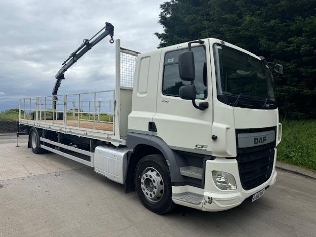 image for 2016 66 DAF CF 330 Euro 6 sleeper cab caged drop side Hiab XS022 3 ext crane