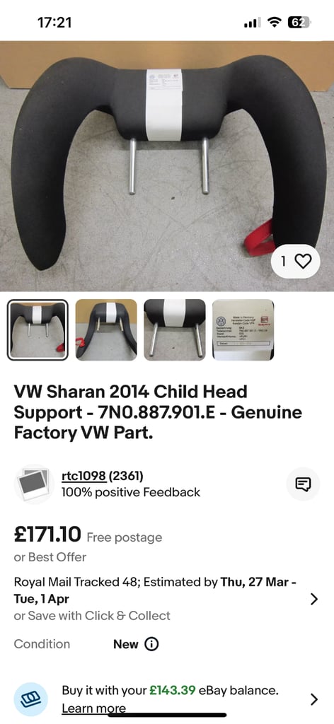 2X Child head support Sharan Alahambra