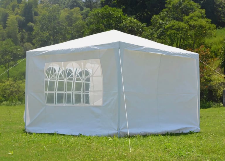 New 3x3 Waterproof White Garden Gazebo Marquee Awning Tent With Four Sides 