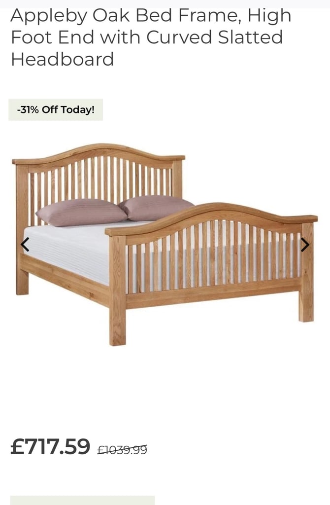 image for Oak Bed Double Bed Arch Frame Excellent Condition RRP £700