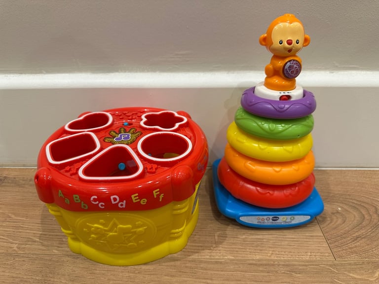 VTech Playtime Shape Learning Drum,  Monkey Stack Ring Toy Bundles